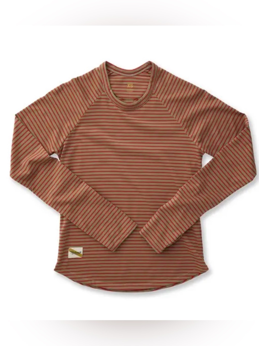 Tracksmith Horizon Long Sleeve Tee in Scarlet/Taupe